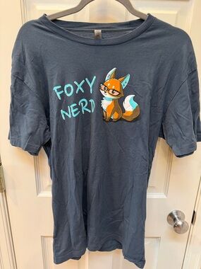 Foxy Nerd Graphic Tee - Navy with Orange Fox